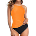 Miniatyrbild 1 av 2: Dam Padderad Tankini Bikini Set Hög Midja Baddräkt Baddräkt-r (L C)