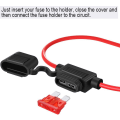 Miniatyrbillede 2 af 5: 5 stk. 16AWG vandtæt plug-in medium blade sikringsholder med ledning, DC 32V 20A Add-A-Circuit til bil T