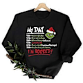 Miniatyrbilde 1 av 2: Julegenser for kvinner Grinch-trykt Pullover Grønn Monster Topper Bluse (3XL Svart)