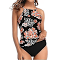 Miniatyrbild 1 av 2: Dam Padderad Tankini Bikini Set Hög Midja Baddräkt Baddräkt-r (XL B)