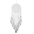 Miniatyrbillede 3 af 5: Blanc-Grand Boho Drømmefanger Hvid Fjer Macramé Vægophæng