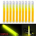 Miniatyrbillede 1 af 5: 10 stk. 6 tommer Glowsticks med krog, tykke flade bund lysende stave vandreture fest klubber forsyninger (Gul)