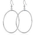 Miniatyrbillede 3 af 3: Store Sterling Sølvbelagte Store Øreringe Cirkel Dangle Drop Øre