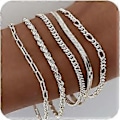 Miniatyrbillede 1 af 5: 14K Ægte Guldbelagt Smykkesæt til Kvinder Trendy Tynd Elegant Stabelbar Cuban Link Paperclip Kæde Armbånd Pakke Modetilbehør Gaver