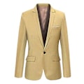 Miniatyrbillede 1 af 5: Fianao Herre Slank Formel Business Suit Jakke En Knaps Rever Langærmet Lommer Top (XL Khaki)