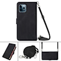 Miniatyrbillede 3 af 5: Crossbody Embosseret Etui Til iPhone 12 Pro Max (Sort)