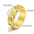 Miniatyrbilde 3 av 5: Måne Stjerne Sol Spinner Fidget Ring for Angst Statement Ring Smykker Størrelse 6-11 (11 Gull)