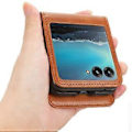 Miniatyrbillede 4 af 5: Til Motorola Razr 40 Ultra 5G Anti-Ridse Telefon Cover Hård PC+PU Læder Cover med Kort Holder (Style A)