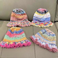Miniatyrbillede 2 af 3: Fuzzy Hæklet Bucket Hat til Kvinder Sød Ruffle Strikket Hat