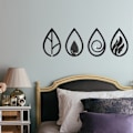 Miniatyrbilde 1 av 5: Metallisk veggdekor, Fire elementer, dekorativ boho-kunst for stue