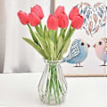 Miniatyrbilde 5 av 5: 10 stk. tulipan simulering blomst bryllup hjem hotell dekorasjon falsk blomst simulering plante (rød)