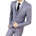 Miniatyrbild 1 av 5: Fianao Tredelad Plus Size Bröllops- & Affärsdräkt för Herrar - Kostymväst, Blazer & Byxor (XXXXXXL Grå)