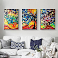 Miniatyrbillede 1 af 5: Wekity Lykke Træ Væghængt Canvas Print Poster, Enkel Abstrakt Akvarel Kunsttegning Dekoration til Hjemmet Stue Soveværelse Kontor og Børneværelse