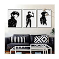 Miniatyrbillede 1 af 5: Wekity Bounty Hunter Væghængt Canvas Print Poster, Enkel Fashion Sort og Hvid Kunsttegning Dekoration til Hjemmet Stue Soveværelse Kontor og Børneværelse