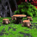 Miniatyrbillede 3 af 5: Landskabs Ornament Håndværk Fremragende Udførelse Udsøgt Harpiks Håndværk Have Miniature Bord Stol til Hjem Skrivebord Qinhai(1 )