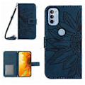 Pikkukuva 1 / 5: Ihomainen PU-kotelo Motorola Moto G51 5G:lle (Mustansininen)