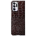 Miniatyrbillede 2 af 3: Til Oppo Find N Krokodille-Tekstureret Foldbar Telefonetui Ægte Kødkvægslæder Belagt PC+TPU Cover (Style C)