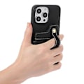 Miniatyrbillede 3 af 5: ABE Litchi Texture Card Bag PU-etui til iPhone 15 (Sort)