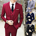Miniatyrbild 2 av 5: Fianao Tredelad Plus Size Bröllops- & Affärsdräkt för Herrar - Kostymväst, Blazer & Byxor (XXXXXXL Grå)