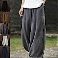 Miniatyrbillede 2 af 4: Japanske Plus Size Forår og Efterår Bomuld og Linned Løse Afslappede Bloomers til Kvinder (XXXL camel)