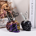 Miniatyrbillede 3 af 4: 3D kranie penneholder form, 2-delt Halloween lys form fremstilling