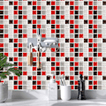 Miniatyrbild 2 av 5: 24 Stk (Röd Mosaik) Rektangulära Självhäftande Dekorativa Klinker