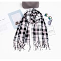 Miniatyrbillede 3 af 5: Dametøjsscarf Langt Sjal Vinter Tyk Varmt Strikket Stort Tartan Sjal