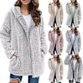 Miniatyrbillede 2 af 5: Efterår og Vinter Ny Casual Ensfarvet Revers Langærmet Jakke (2XL pink)