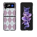 Pikkukuva 1 / 5: Geometrinen vinoneliökuori, yhteensopiva Samsung Galaxy Z Flip 4:n kanssa, PC-kehys ja PU-nahkainen iskunkestävä suojus