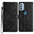 Miniatyrbillede 1 af 5: Butterfly og Blomst Etui til Motorola Moto G31 / G41 (Sort)
