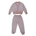 Miniatyrbillede 1 af 5: Dame 2-delt sæt V-hals Cardigan Jakker Bredbenede Sweatpants Træningsdragt Strikket Loungesæt Fritidstøj Lilla M(M Lilla)