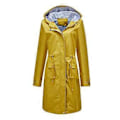 Miniatyrbillede 1 af 5: Dame Windbreakers Hætte Lang Løs Frakke med Sidelomme Udendørs Let Regn Windbreaker Vandrejakke (M gul)