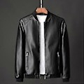 Miniatyrbilde 2 av 4: Vår Høst Ny Lær Herre Casual Jakke Koreansk Moteriktig Slim-fit Kjekk Ungdoms Bikerjakke (4XL brun)