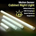 Miniatyrbillede 2 af 5: Bevægelsessensor Natlys Trådløs LED Strip Lys USB Genopladelig Garderobeskab Lampe Til Hjemmet Køkken Soveværelse 10/20/30/50cm(A2 Varmt Lys 10CM)