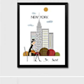 Miniatyrbilde 2 av 4: Wekity Minimalistisk Bylandskap 2 Veggkunst Lerretstrykk Poster, Enkel Mote Akvarell Kunsttegning Dekor for Hjem Stue Soverom Kontor og Chi