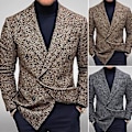 Miniatyrbilde 2 av 5: Herreblazer, Smal Passform, Nedfellt Krage, Ensfarget, Streetwear, Høst/Vinter, Britisk Stil, Knapper, Dressjakke, Frakk til Kontoret (S Brun)