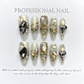 Miniatyrbilde 1 av 5: Lange kisteformede håndlagde rosa falske negler med strass, glitter, gradient og design, 3D krystall, metalliske press-on negler, blank akryl for kvinner