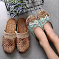 Miniatyrbillede 5 af 5: Sommer Hør Slippers Sandaler Indendørs Skridsikker Tyk Bund Gulv Slippers Til Mænd Kvinder (EU 40 41 Kaffe (Herre))