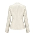 Miniatyrbilde 4 av 5: Trendy skinnjakke for kvinner, jakke med ståkrage, tynn skinnjakke for vår og høst (4XL Off-white)