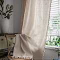 Miniatyrbillede 3 af 4: Naturlig Linned Look Teksturerede Burlap Stanglomme Chic Semi-Blackout Bohemian Håndlavede Kvaster Vinduesbehandling 1 Panel 59\" B x 72\" L