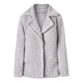 Miniatyrbillede 2 af 3: Dame Teddy Bear Fleece Fluffy Jakke Cardigan Frakke Yderbeklædning (S Lysegrå)
