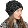 Miniatyrbillede 2 af 5: Dame Vinter Slouch Beanie Uldhue Med Varm Fleecefor