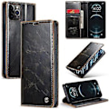 Miniatyrbillede 1 af 5: Til Iphone 12 Pro Max Caseme 003 Crazy Horse Texture Læder Telefon Cover (sort)