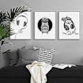 Miniatyrbillede 1 af 4: Wekity Rock Musik Vægmale Canvas Print Poster, Enkel Fashion Sort og Hvid Kunsttegning Dekoration til Hjemmet Stue Soveværelse Kontor og Børneværelse
