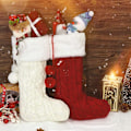 Miniatyrbild 5 av 5: 2-pack Stickade Julstrumpor, 18 tum Rustik Kabel Stickad Chris