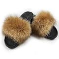 Miniatyrbillede 1 af 2: Flerfarvede Dame Faux Fur Slides, Åben Tå Søde Fur Hjemmesko, Komfortable Fur Sandaler Med Fluffy Fur (STØRRELSE 36-37 8)
