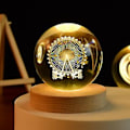 Miniatyrbillede 1 af 3: Personlig gave 3D pariserhjul udskåret krystal kugle LED natlampe, 8cm krystal kugle + 7cm varm lys bund USB strømforsyning, skrivebords pynt