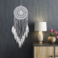 Miniatyrbild 1 av 5: Blanc-Grand Boho Drömfångare Vit Fjäder Macramé Väggbonad