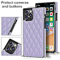 Miniatyrbild 5 av 5: iPhone 14-fodral med kedja i PU-läder Datura Diamond Lattice (Lila)