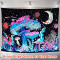 Miniatyrbilde 4 av 5: 1 stk FGD06 Mushroom Tapestry, Black Light Tapestry 150 × 130CM, Wa